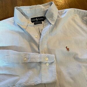 Vintage 90's Polo Ralph Lauren Small Pony Embroidered Striped Oxford Shirt Sz 15